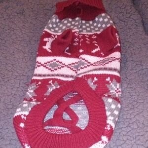 Cozy Red and Gray Dog Sweater